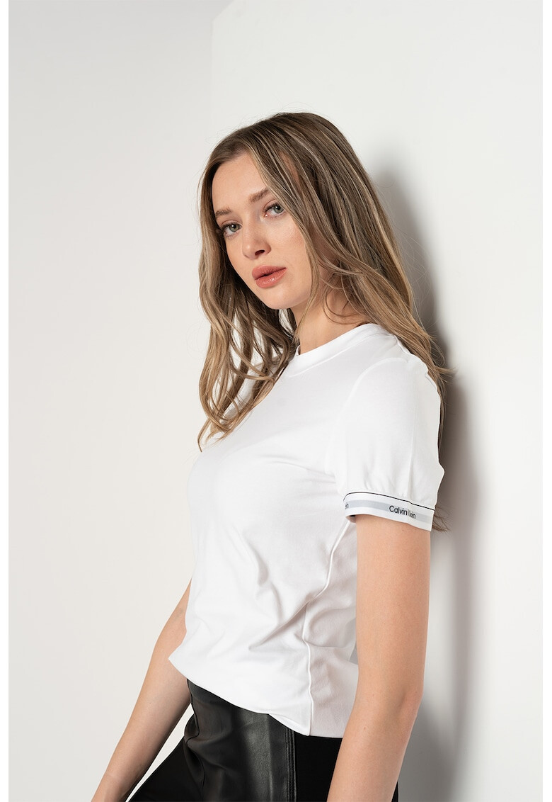 CALVIN KLEIN Tricou din amestec de bumbac organic cu mansete cu logo - Pled.ro