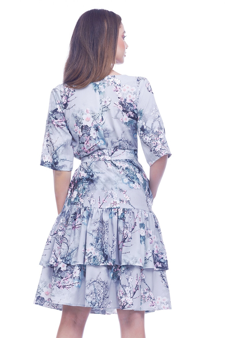 CAMISSI Rochie evazata cu model floral si cordon in talie - Pled.ro