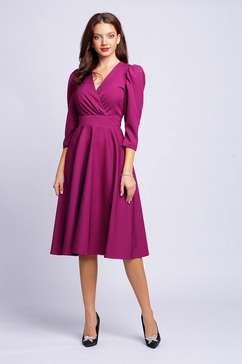 CAMISSI Rochie midi evazata cu maneci bufante - Pled.ro