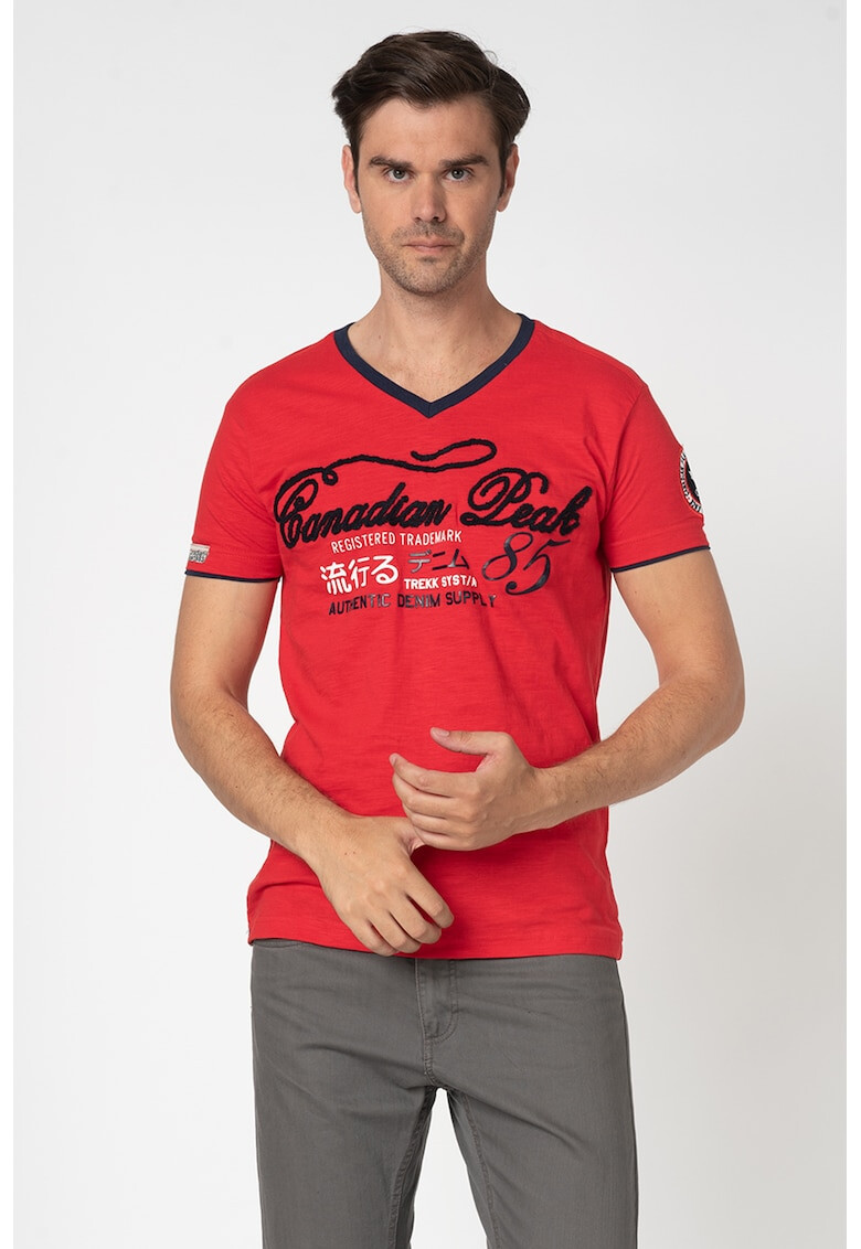 Canadian Peak Tricou cu decolteu in V si aplicatie din terry Jannista - Pled.ro