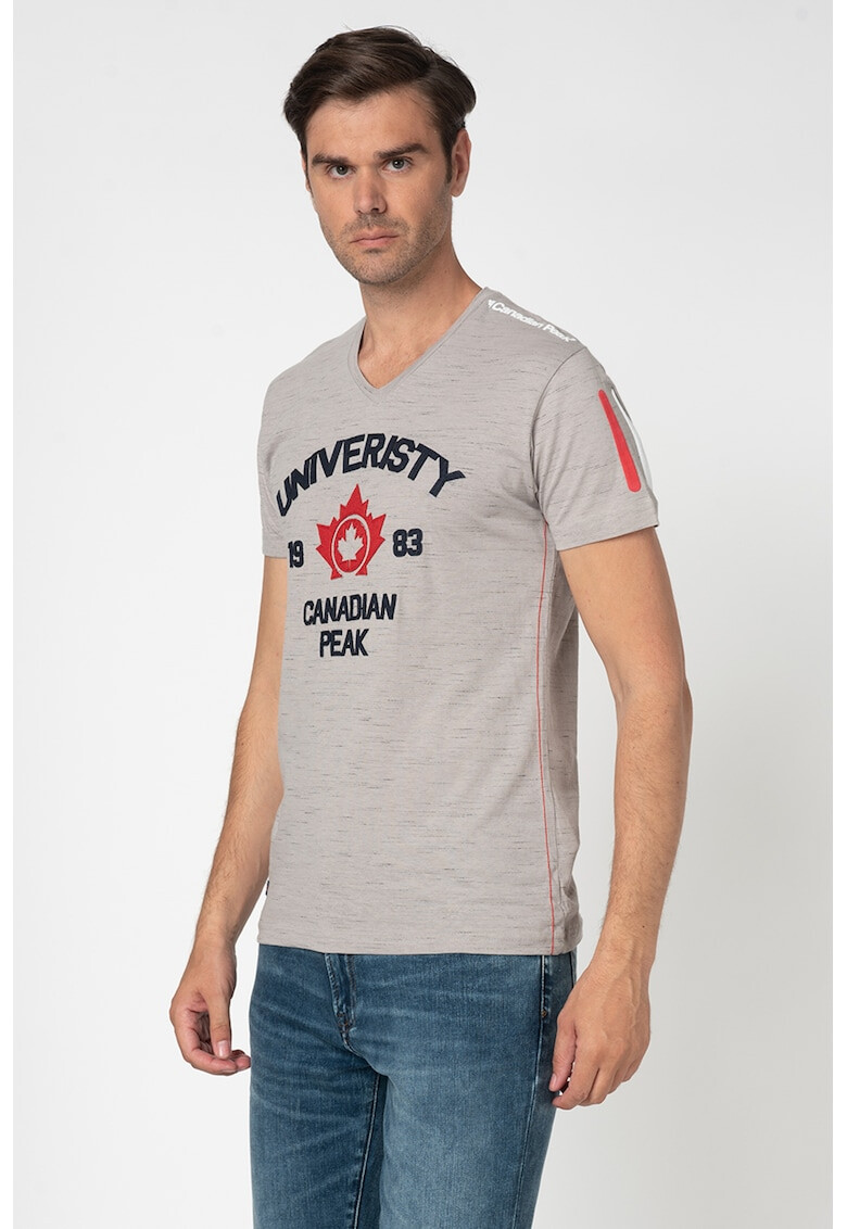 Canadian Peak Tricou cu decolteu in V si aplicatie logo Jax - Pled.ro