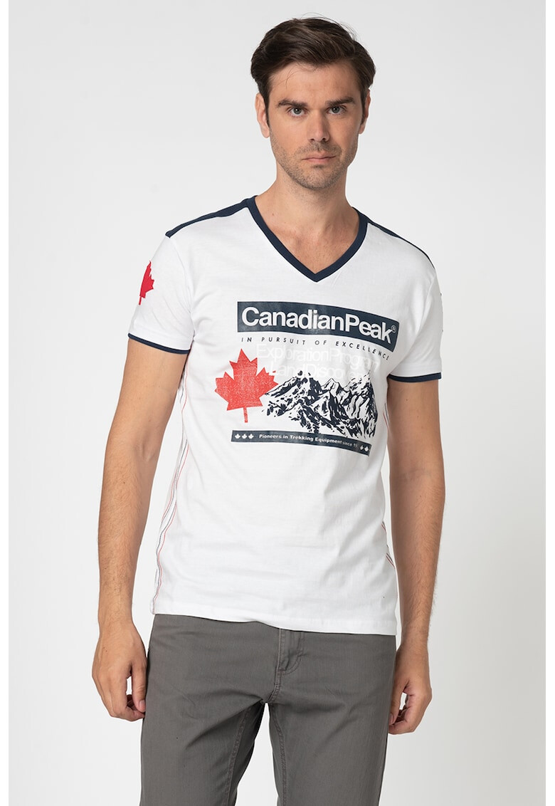 Canadian Peak Tricou cu decolteu in V si imprimeu frontal Janeiro - Pled.ro