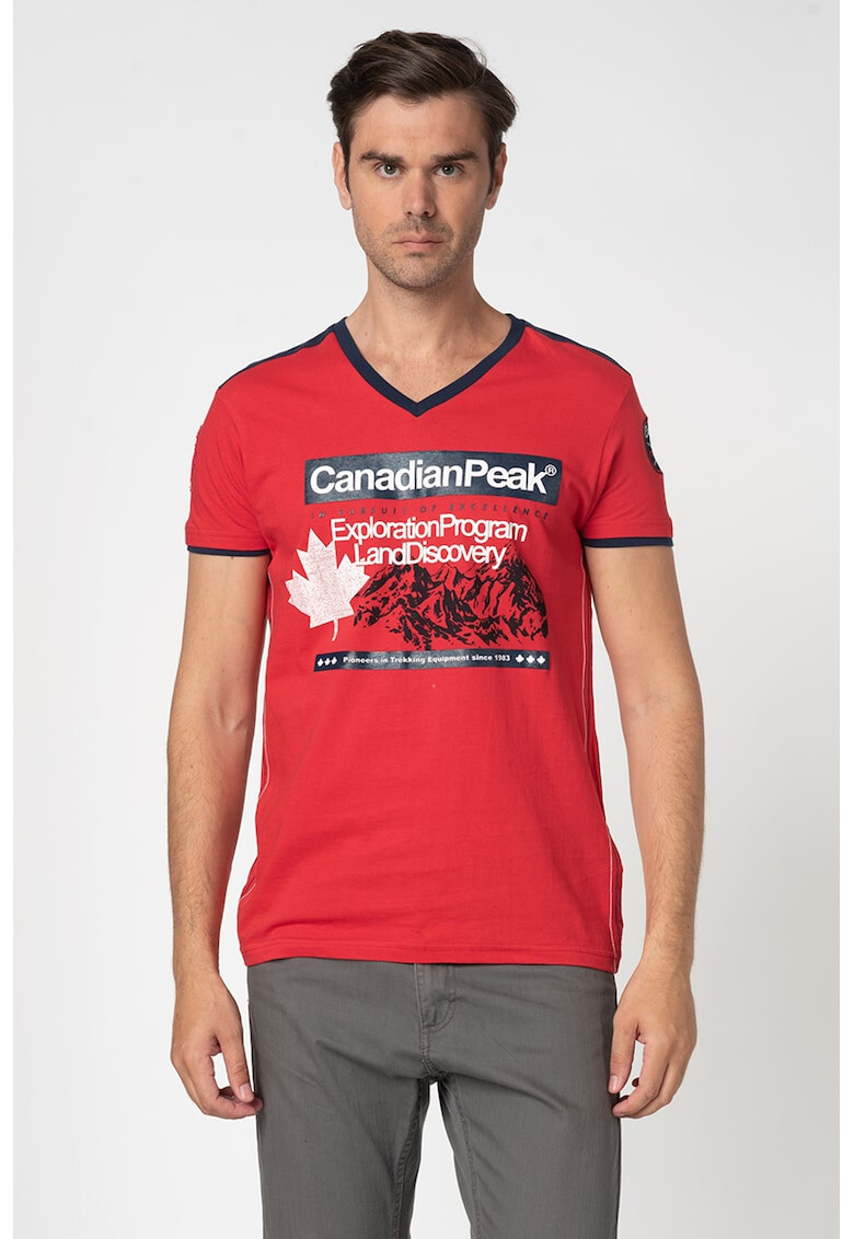 Canadian Peak Tricou cu decolteu in V si imprimeu frontal Janeiro - Pled.ro