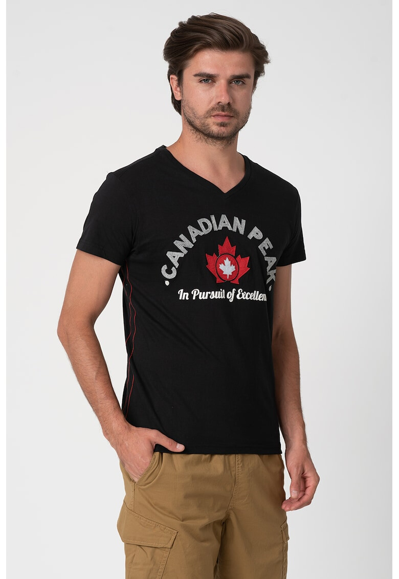 Canadian Peak Tricou cu decolteu in V si imprimeu logo Jotta - Pled.ro