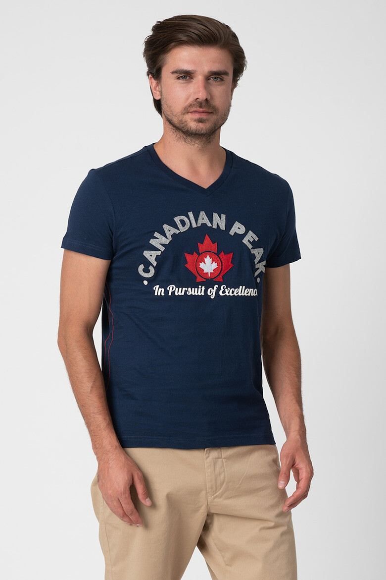 Canadian Peak Tricou cu decolteu in V si imprimeu logo Jotta - Pled.ro