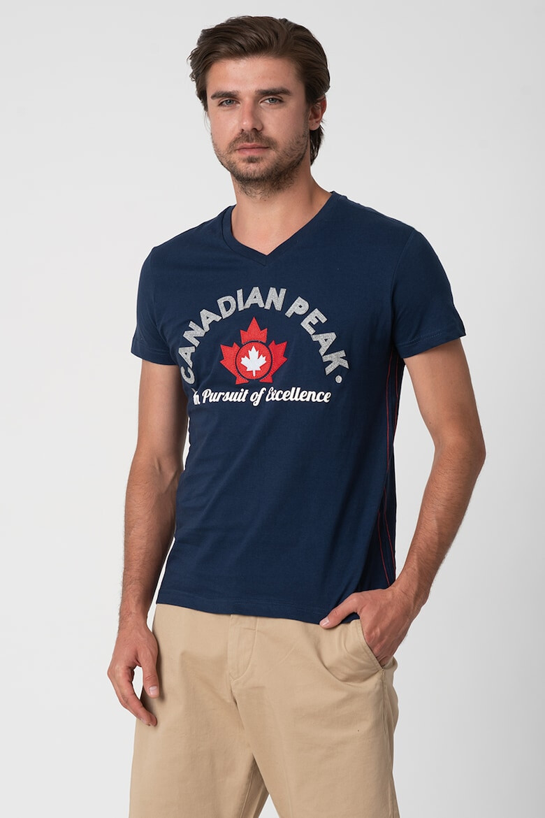 Canadian Peak Tricou cu decolteu in V si imprimeu logo Jotta - Pled.ro