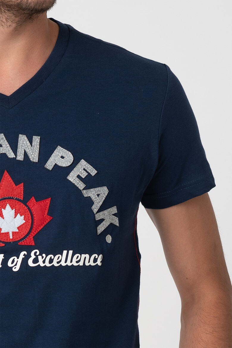 Canadian Peak Tricou cu decolteu in V si imprimeu logo Jotta - Pled.ro