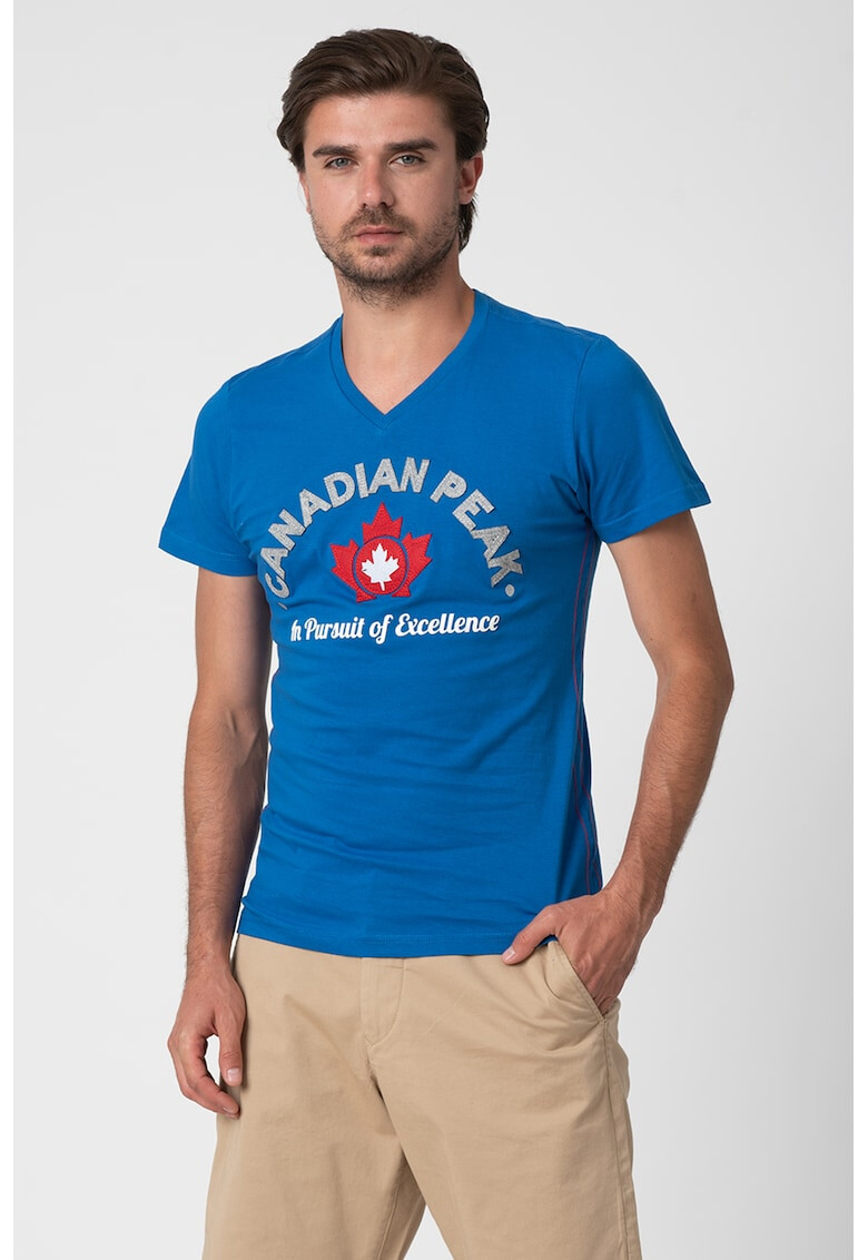 Canadian Peak Tricou cu decolteu in V si imprimeu logo Jotta - Pled.ro