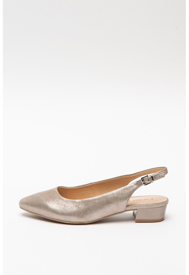 Caprice Pantofi slingback de piele cu aspect metalizat - Pled.ro