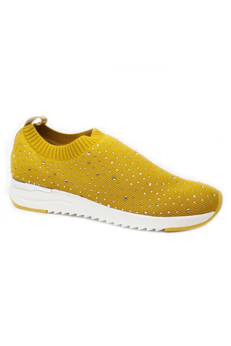 Caprice Pantofi sport dama slip on cu strasuri galben - Pled.ro