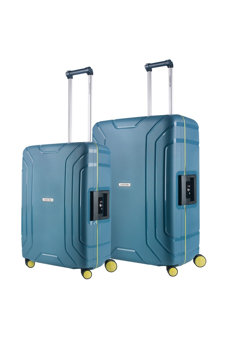 CarryOn Set Troler STEWARD Polipropilena Cifru TSA inchidere cu clapeta 2 Piese M+L Albastru - Pled.ro