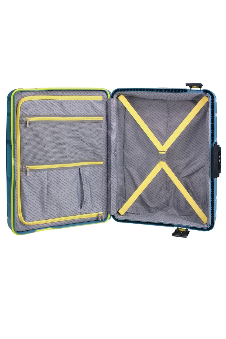 CarryOn Set Troler STEWARD Polipropilena Cifru TSA inchidere cu clapeta 2 Piese M+L Albastru - Pled.ro