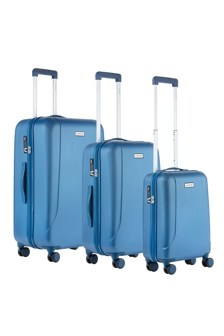 CarryOn Set Trolere Policarbonat/ABS 4 Roti Duble OKOBAN cifru TSA SKYHOPPER 3 Piese Albastru - Pled.ro