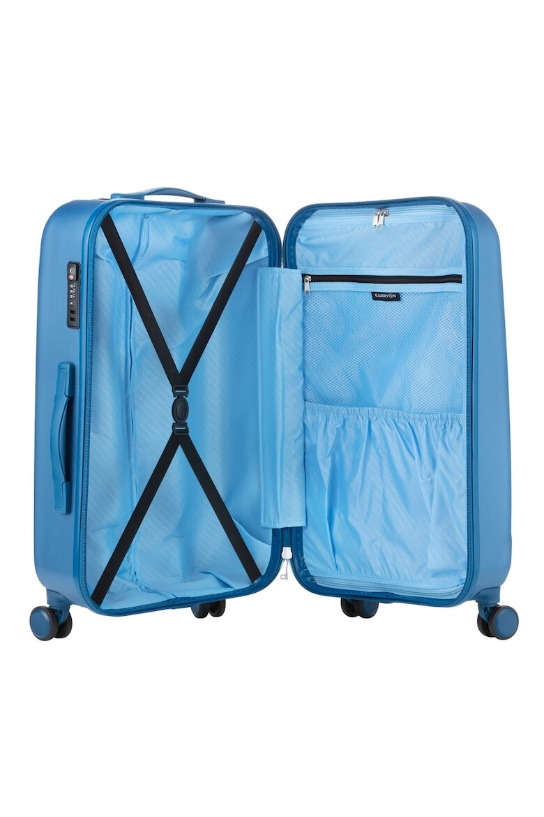 CarryOn Set Trolere Policarbonat/ABS 4 Roti Duble OKOBAN cifru TSA SKYHOPPER 3 Piese Albastru - Pled.ro