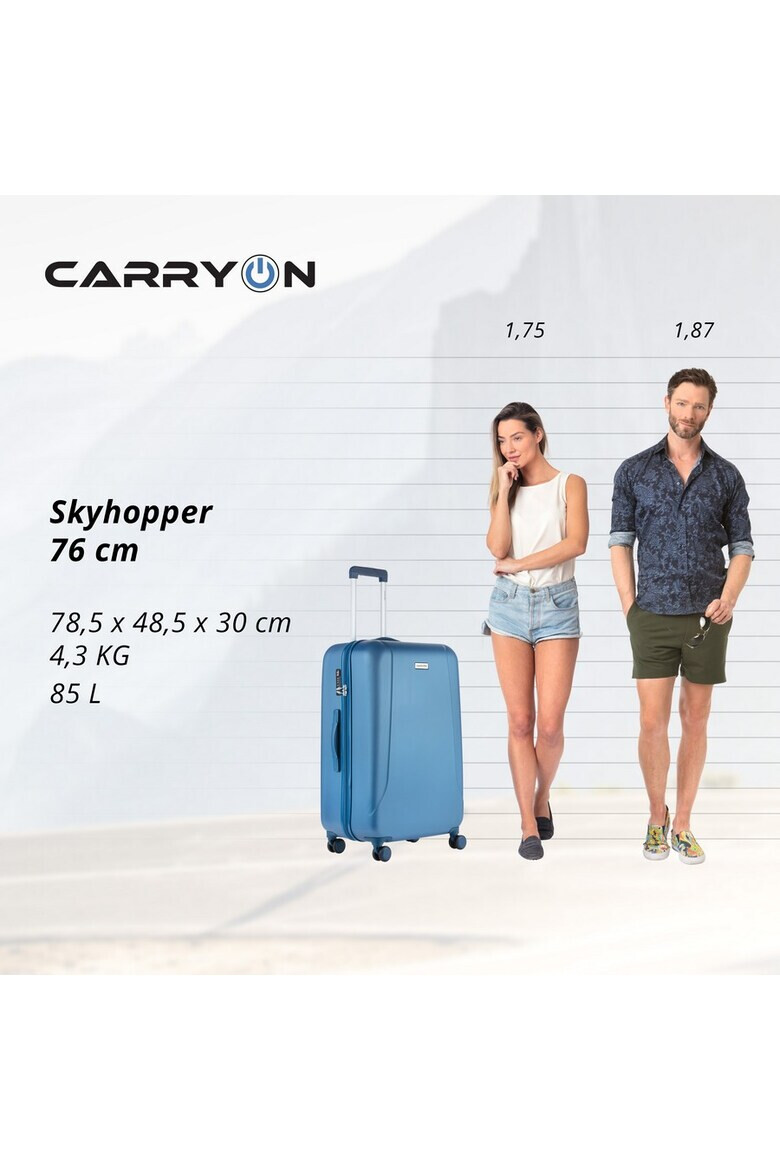 CarryOn Set Trolere Policarbonat/ABS 4 Roti Duble OKOBAN cifru TSA SKYHOPPER 3 Piese Albastru - Pled.ro