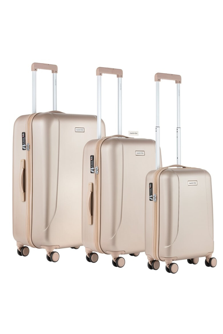 CarryOn Set Trolere Policarbonat/ABS 4 Roti Duble OKOBAN cifru TSA SKYHOPPER 3 Piese Auriu - Pled.ro