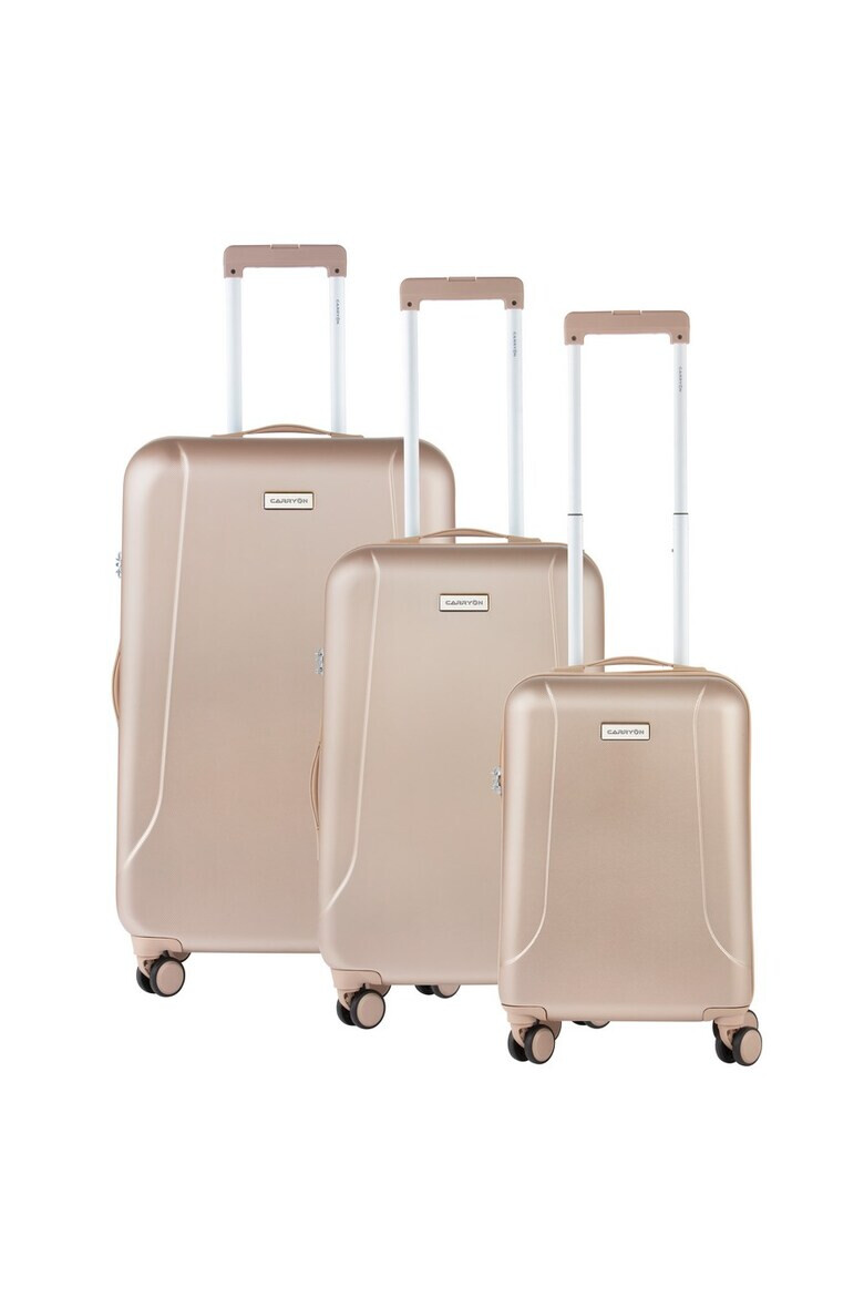 CarryOn Set Trolere Policarbonat/ABS 4 Roti Duble OKOBAN cifru TSA SKYHOPPER 3 Piese Auriu - Pled.ro