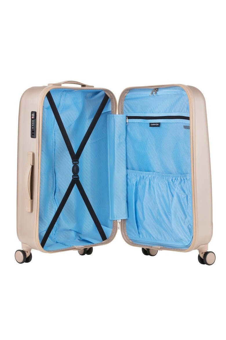 CarryOn Set Trolere Policarbonat/ABS 4 Roti Duble OKOBAN cifru TSA SKYHOPPER 3 Piese Auriu - Pled.ro