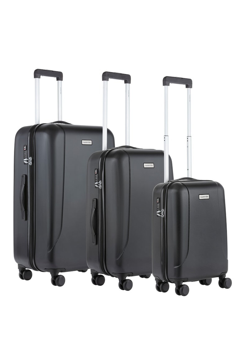 CarryOn Set Trolere Policarbonat/ABS 4 Roti Duble OKOBAN cifru TSA SKYHOPPER 3 Piese Negru - Pled.ro