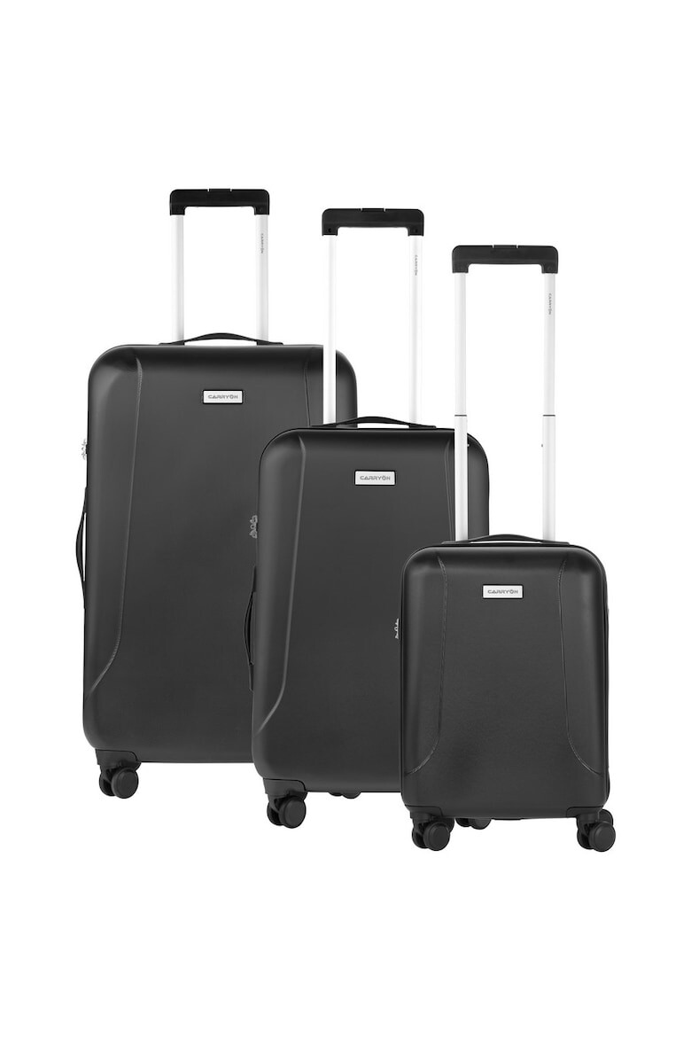 CarryOn Set Trolere Policarbonat/ABS 4 Roti Duble OKOBAN cifru TSA SKYHOPPER 3 Piese Negru - Pled.ro