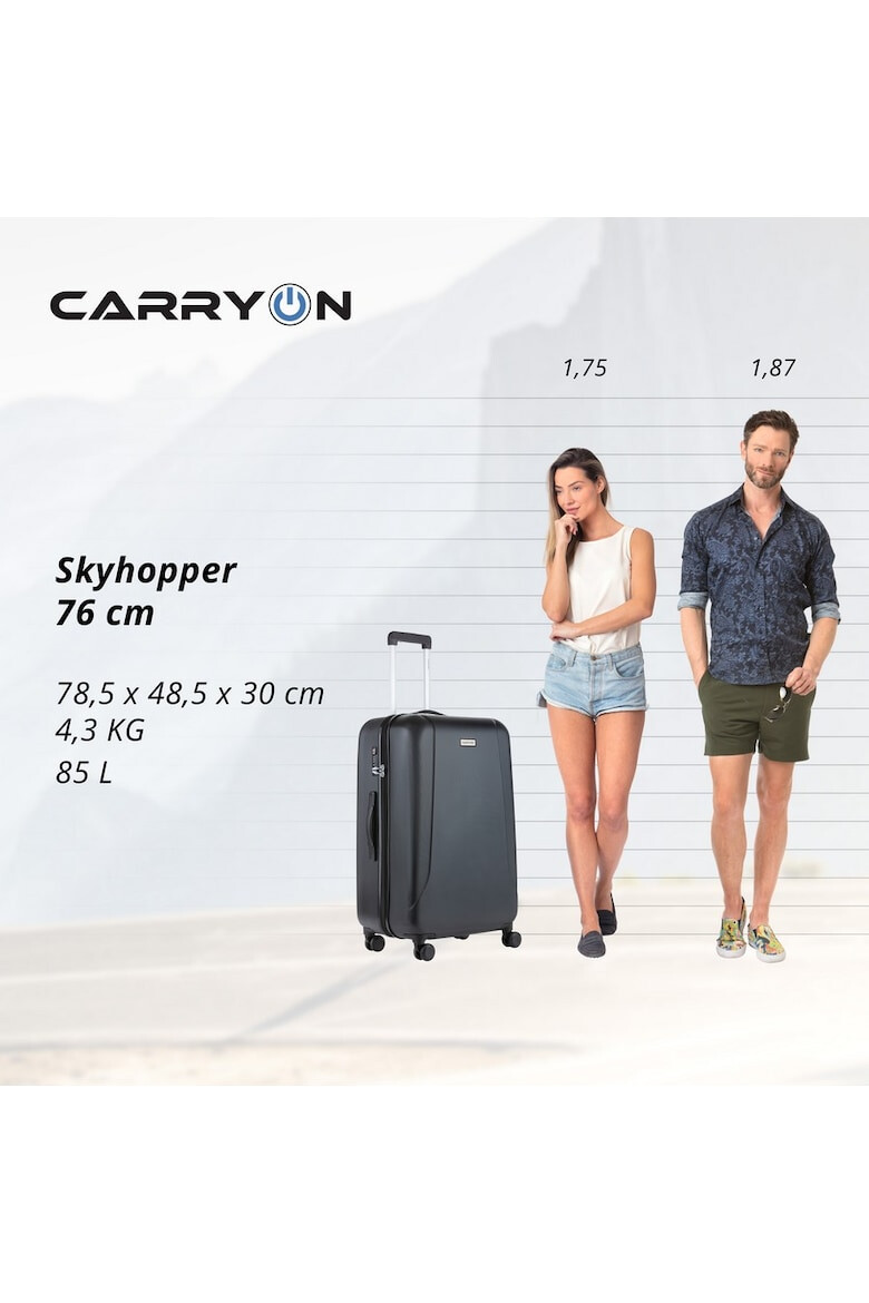 CarryOn Set Trolere Policarbonat/ABS 4 Roti Duble OKOBAN cifru TSA SKYHOPPER 3 Piese Negru - Pled.ro