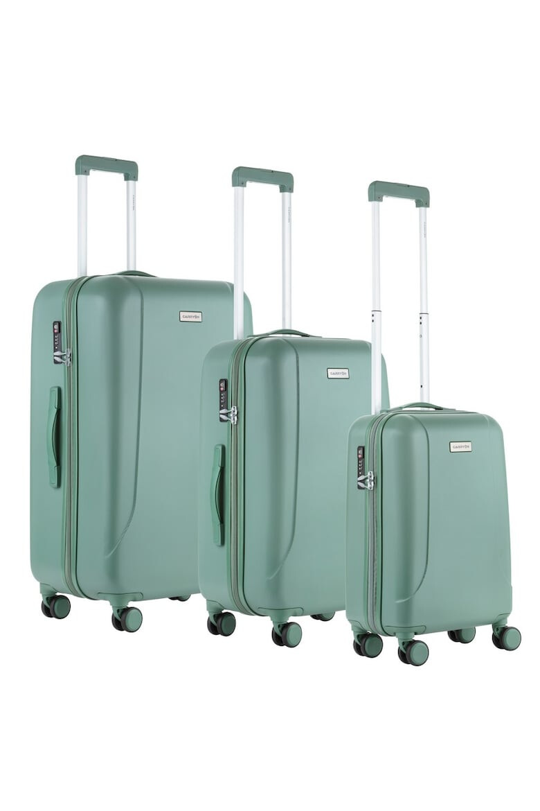 CarryOn Set Trolere Policarbonat/ABS 4 Roti Duble OKOBAN cifru TSA SKYHOPPER 3 Piese Verde - Pled.ro