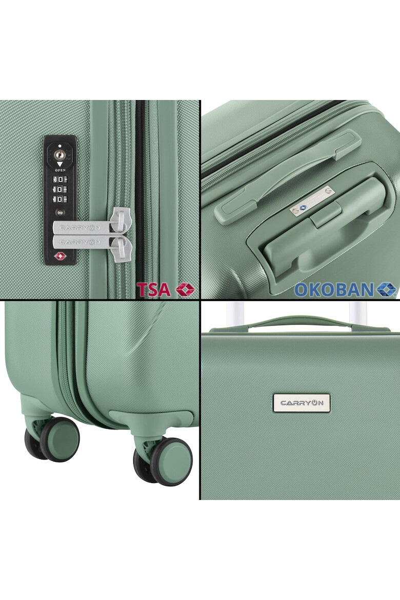 CarryOn Set Trolere Policarbonat/ABS 4 Roti Duble OKOBAN cifru TSA SKYHOPPER 3 Piese Verde - Pled.ro