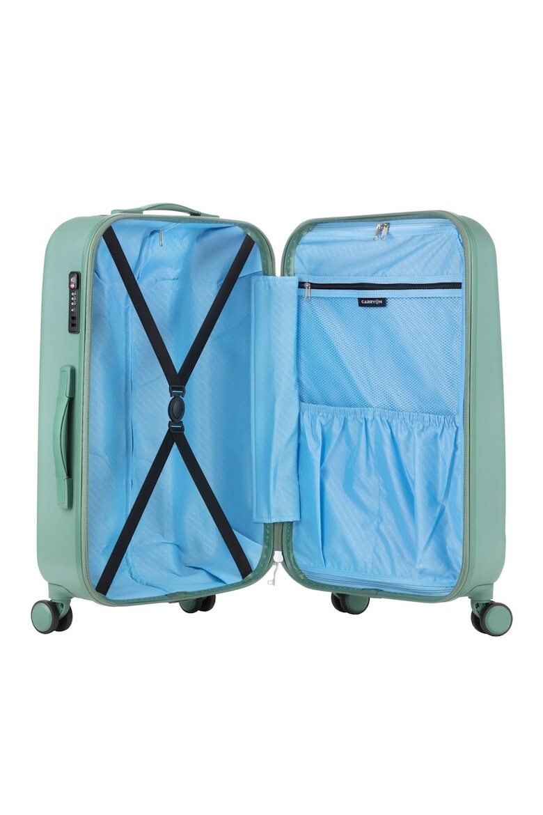 CarryOn Set Trolere Policarbonat/ABS 4 Roti Duble OKOBAN cifru TSA SKYHOPPER 3 Piese Verde - Pled.ro