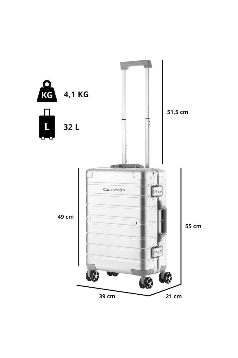 CarryOn Troler Cabina Aluminiu Inchidere cu clapeta Cod Okoban ULD 502411 - 55 cm Argintiu - Pled.ro