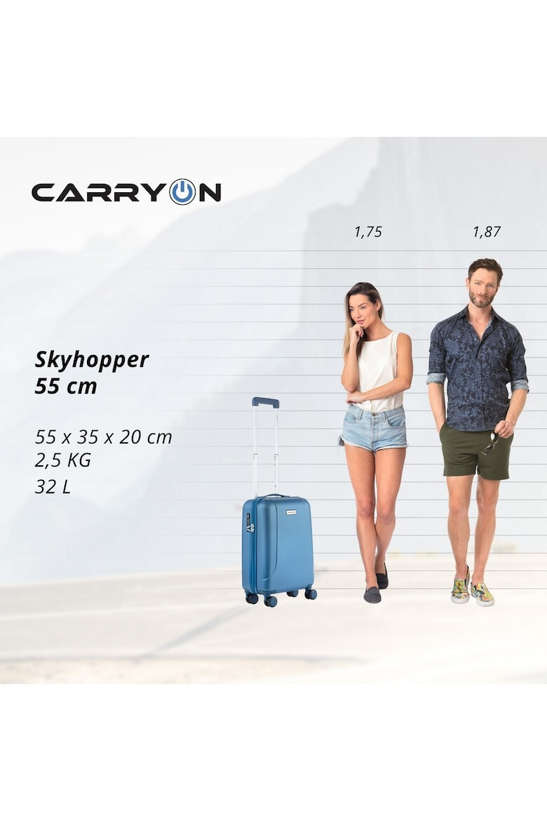 CarryOn Troler Cabina Policarbonat/ABS 4 Roti Duble OKOBAN cifru TSA SKYHOPPER 55 cm Albastru - Pled.ro