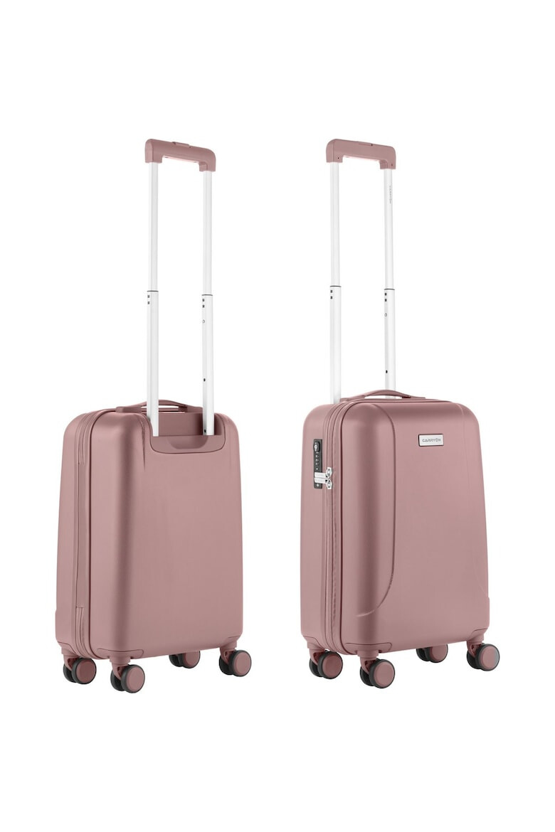 CarryOn Troler Cabina Policarbonat/ABS 4 Roti Duble OKOBAN cifru TSA SKYHOPPER 55 cm Rose - Pled.ro