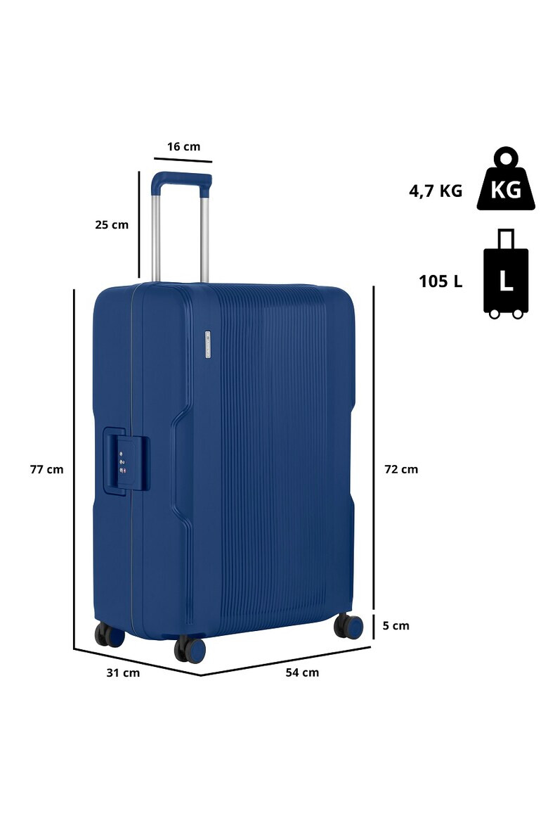 CarryOn Troler Mare Polipropilena Inchidere cu clapeta Cifru TSA Cod Okoban Protector 502465 - 77 cm Albastru - Pled.ro