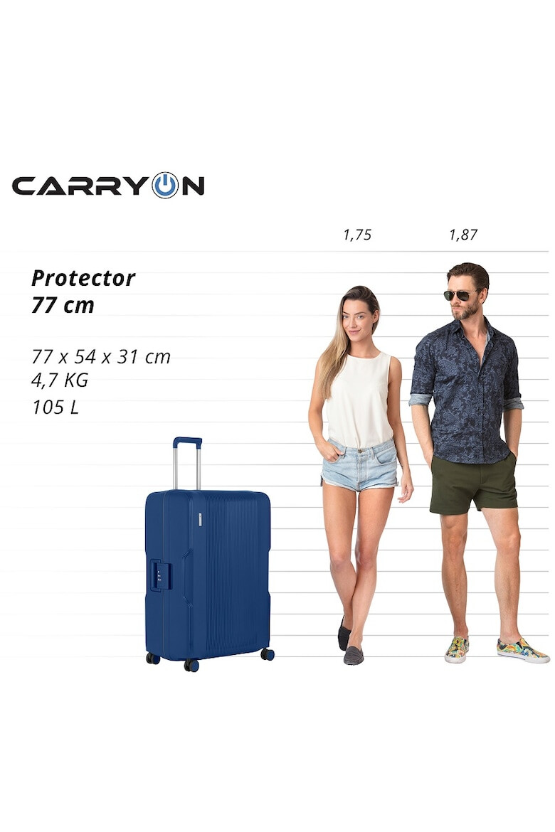 CarryOn Troler Mare Polipropilena Inchidere cu clapeta Cifru TSA Cod Okoban Protector 502465 - 77 cm Albastru - Pled.ro