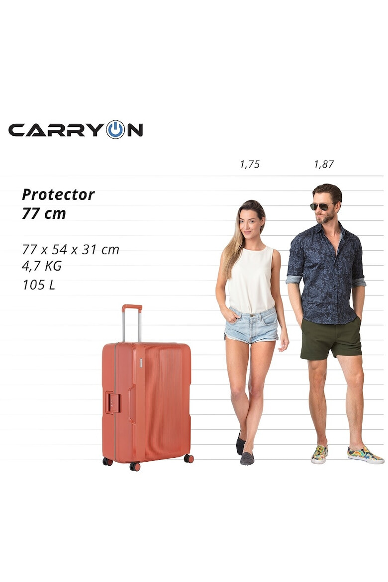 CarryOn Troler Mare Polipropilena Inchidere cu clapeta Cifru TSA Cod Okoban Protector 502470 - 77 cm Caramiziu - Pled.ro