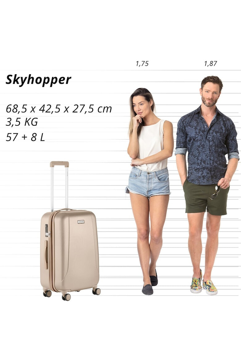 CarryOn Troler Mediu Policarbonat/ABS 4 Roti Duble OKOBAN cifru TSA SKYHOPPER 68.5 cm Auriu - Pled.ro