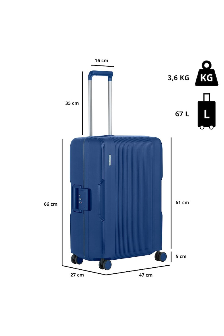 CarryOn Troler Mediu Polipropilena Inchidere cu clapeta Cifru TSA Cod Okoban Protector 502465 - 66 cm Albastru - Pled.ro