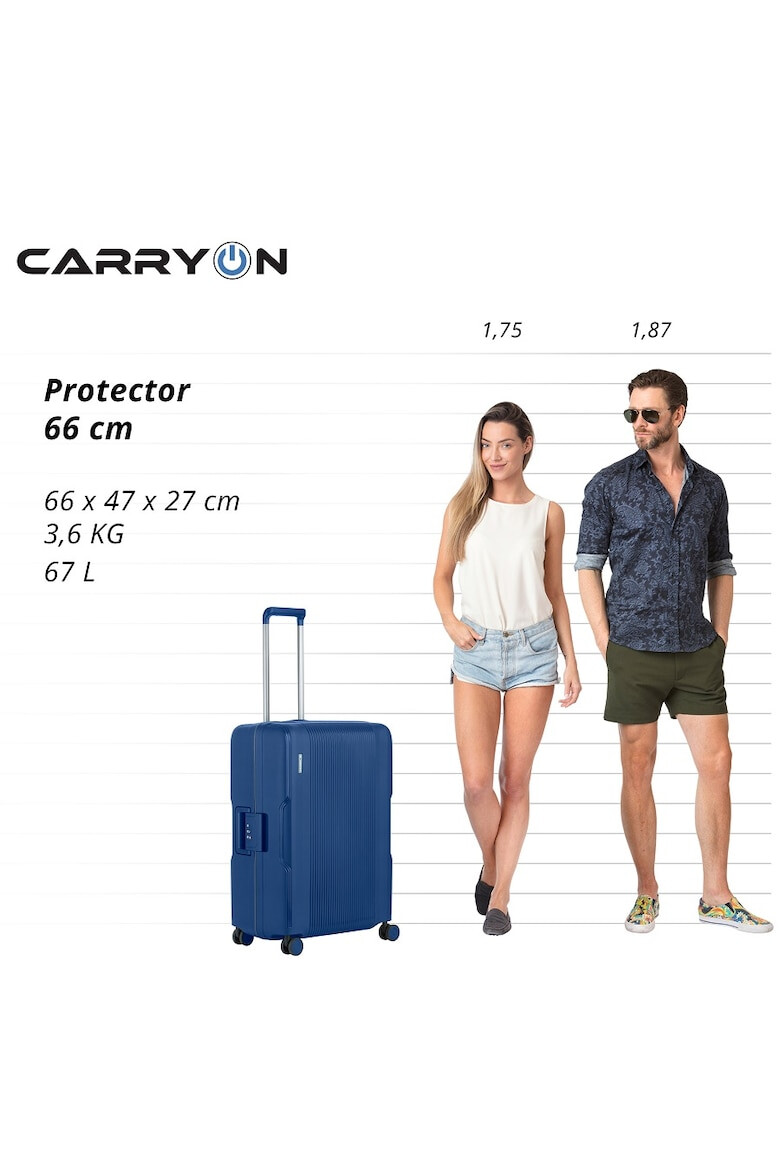 CarryOn Troler Mediu Polipropilena Inchidere cu clapeta Cifru TSA Cod Okoban Protector 502465 - 66 cm Albastru - Pled.ro