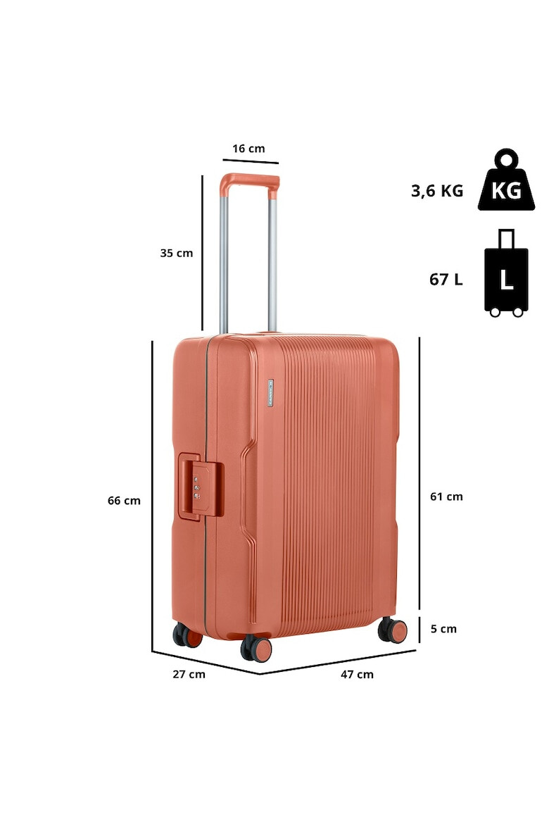 CarryOn Troler Mediu Polipropilena Inchidere cu clapeta Cifru TSA Cod Okoban Protector 502470 - 66 cm Caramiziu - Pled.ro