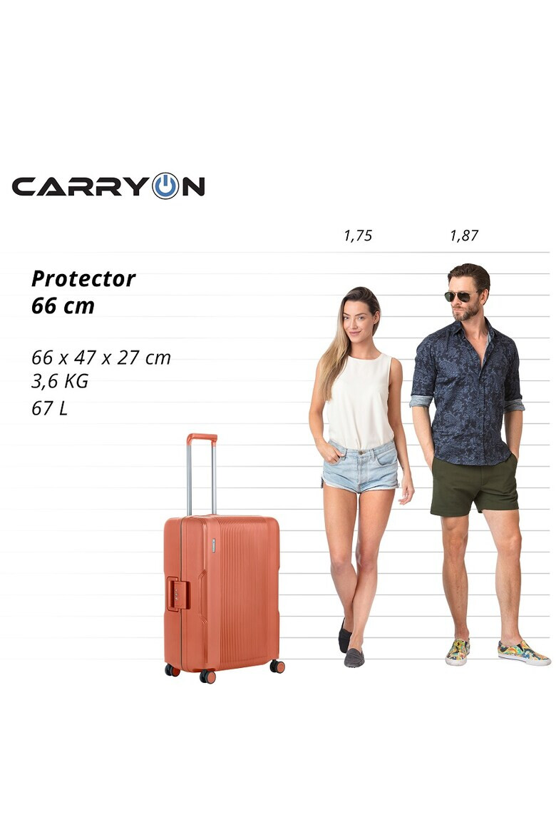 CarryOn Troler Mediu Polipropilena Inchidere cu clapeta Cifru TSA Cod Okoban Protector 502470 - 66 cm Caramiziu - Pled.ro