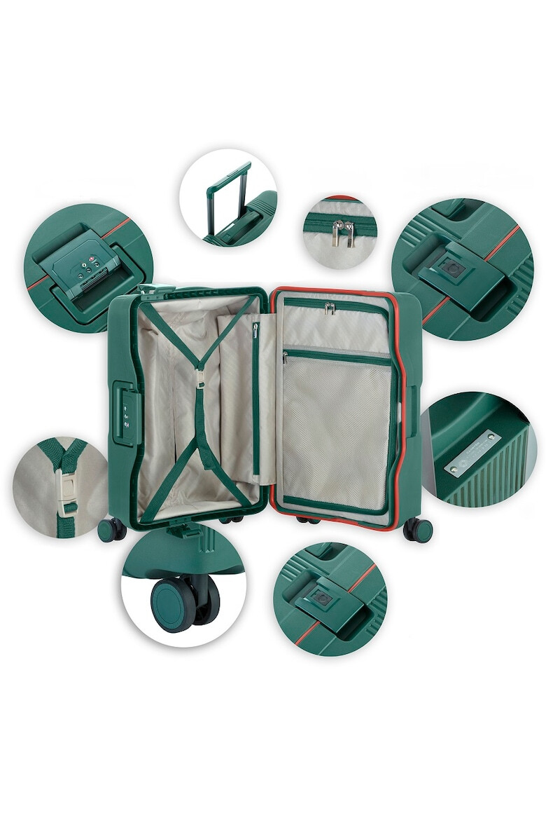 CarryOn Troler Mediu Polipropilena Inchidere cu clapeta Cifru TSA Cod Okoban Protector 502476 - 66 cm Verde - Pled.ro