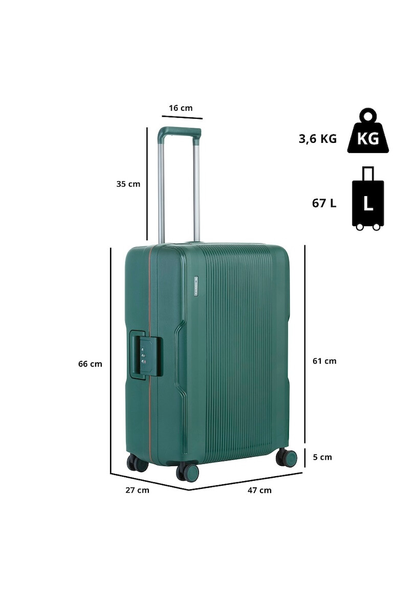 CarryOn Troler Mediu Polipropilena Inchidere cu clapeta Cifru TSA Cod Okoban Protector 502476 - 66 cm Verde - Pled.ro