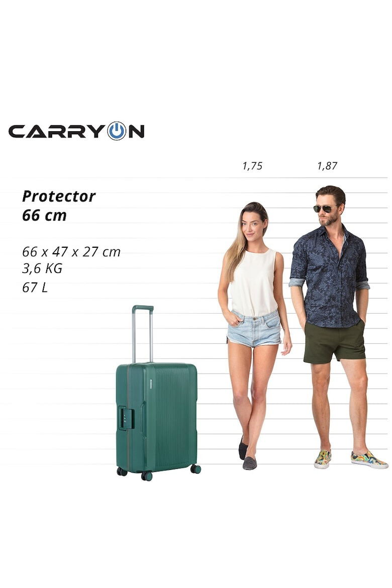 CarryOn Troler Mediu Polipropilena Inchidere cu clapeta Cifru TSA Cod Okoban Protector 502476 - 66 cm Verde - Pled.ro