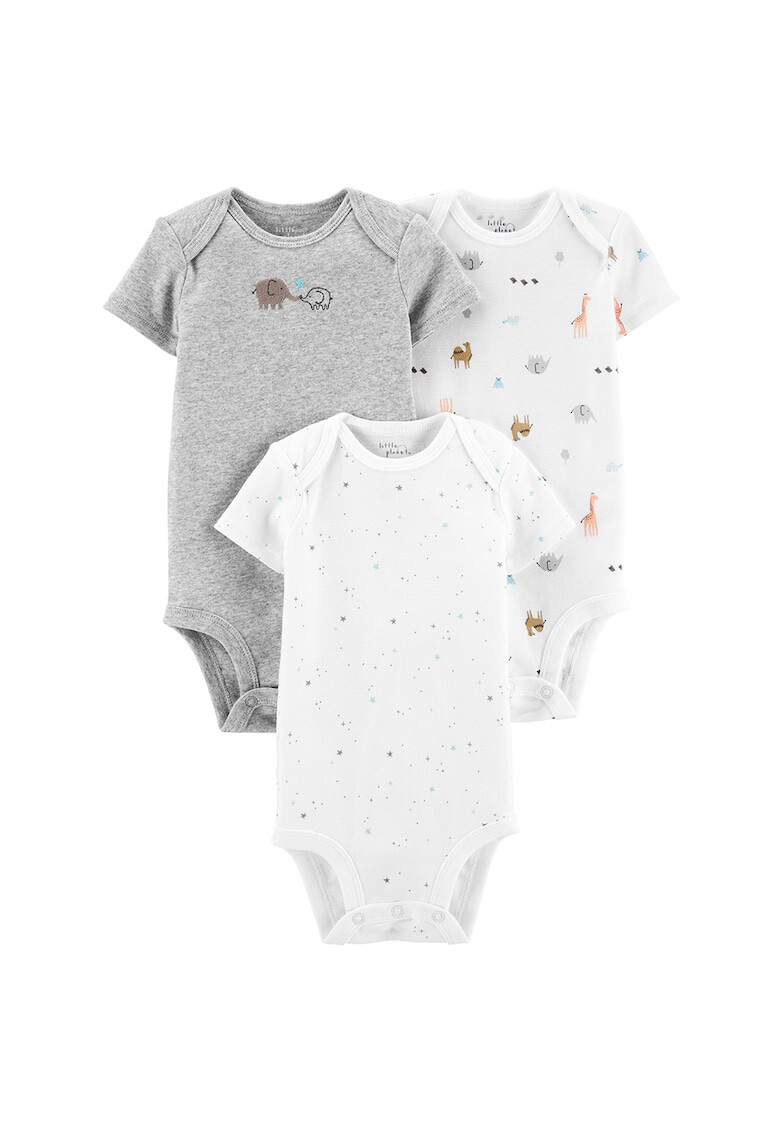 Carter's Set de 3 body-uri bumbac organic Alb/Gri - Pled.ro