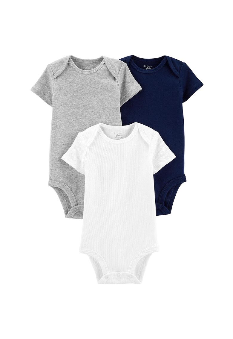 Carter's Set de 3 body-uri din bumbac organic Gri/Bleumarin/Alb - Pled.ro