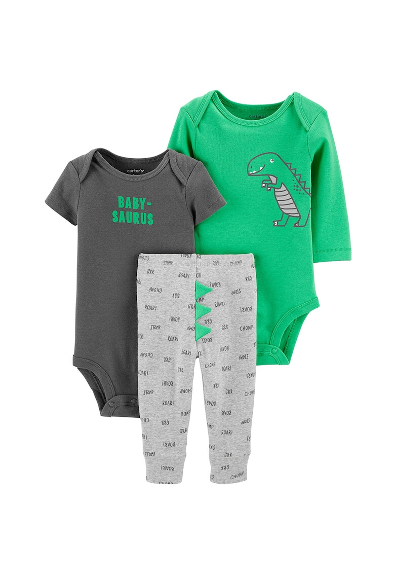 Carter's Set de body-uri si pantaloni - 3 piese Verde/Gri inchis Standard - Pled.ro