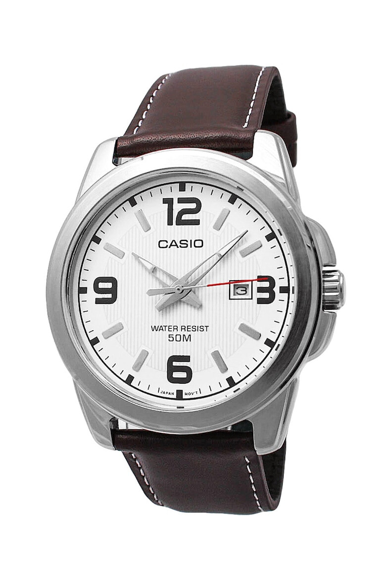 Casio Ceas cu o curea de piele Collection Maro inchis - Pled.ro