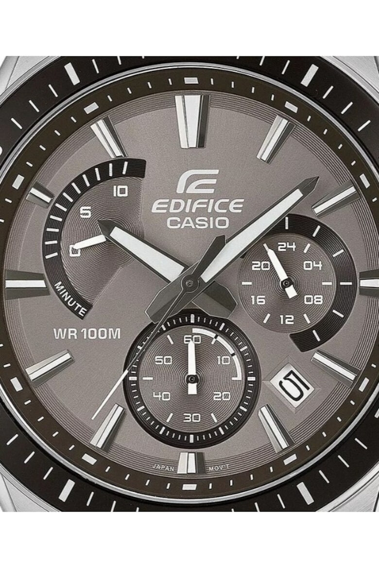 Casio Ceas EDIFICE Classic Chronograph Quartz cronograf maro curea piele 10 ATM - Pled.ro