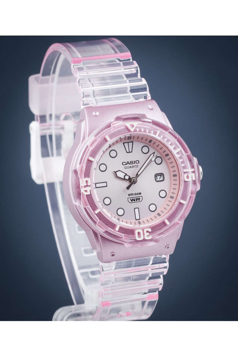 Casio Ceas Timeless Collection Quartz rezistent la apa 10 ATM roz aur curea cauciuc roz - Pled.ro