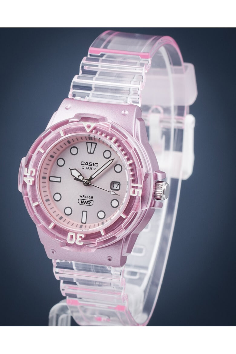 Casio Ceas Timeless Collection Quartz rezistent la apa 10 ATM roz aur curea cauciuc roz - Pled.ro