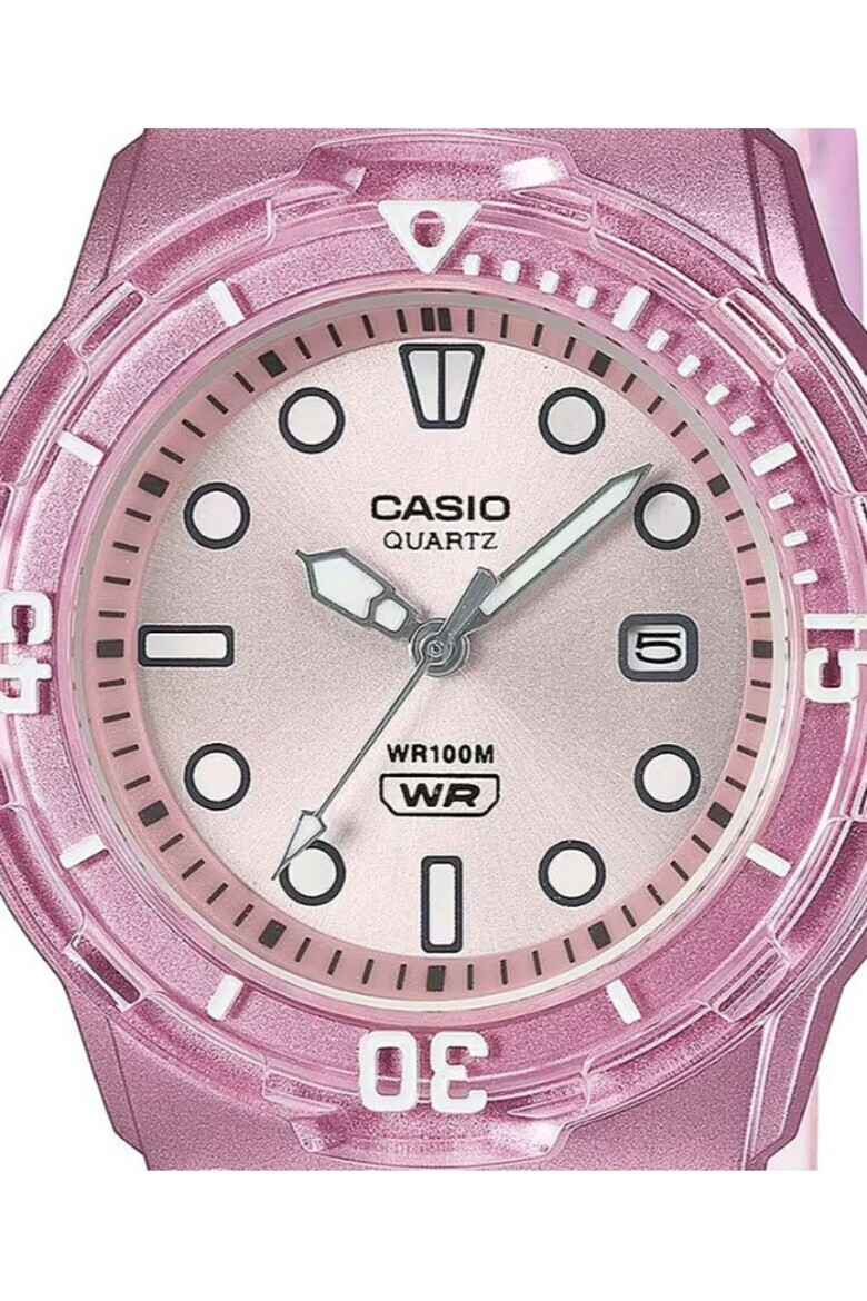 Casio Ceas Timeless Collection Quartz rezistent la apa 10 ATM roz aur curea cauciuc roz - Pled.ro